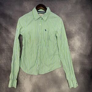 Vintage Y2K Abercrombie and Fitch Shirt Womens Large Striped Button‎ Preppy